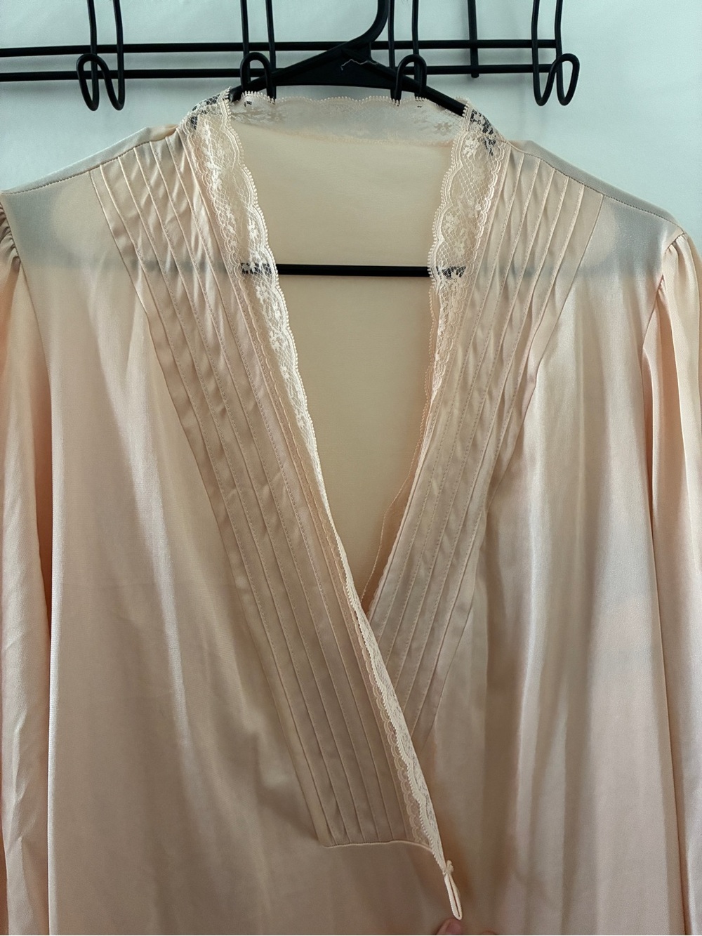 Vintage Sears Peach Lace-Trim Long Robe - Picture 2 of 4